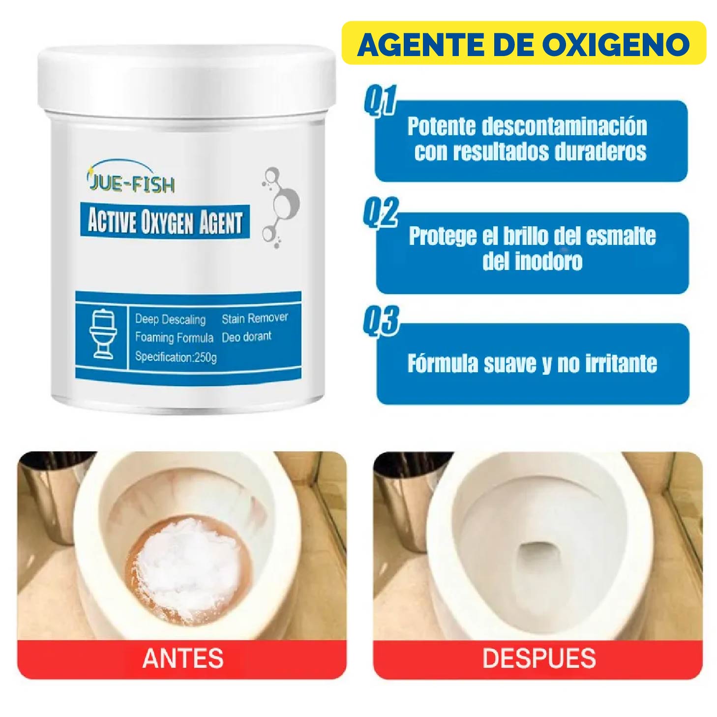 Agente de Oxigeno Activo para Limpieza de Inodoro