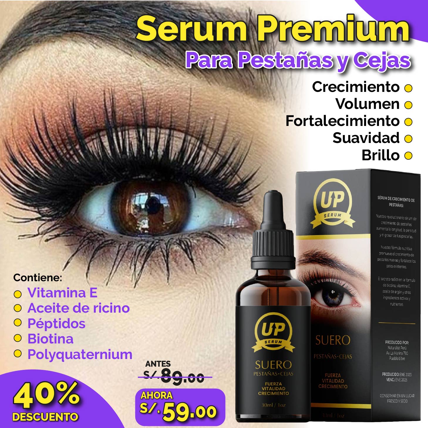 Serum Premium Para Pestañas y Cejas