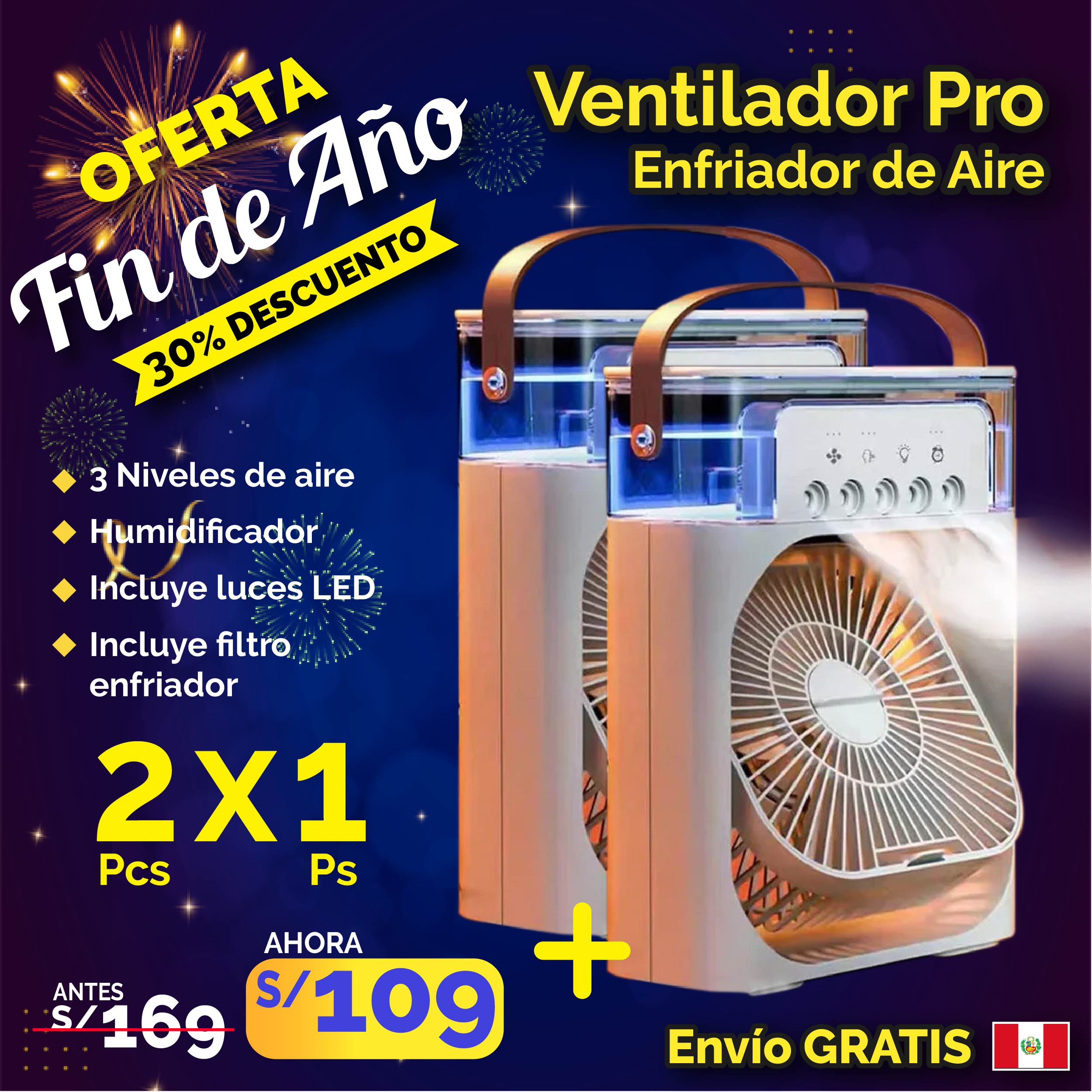 Ventilador Pro Enfriador de Aire - Pack 2 Pcs